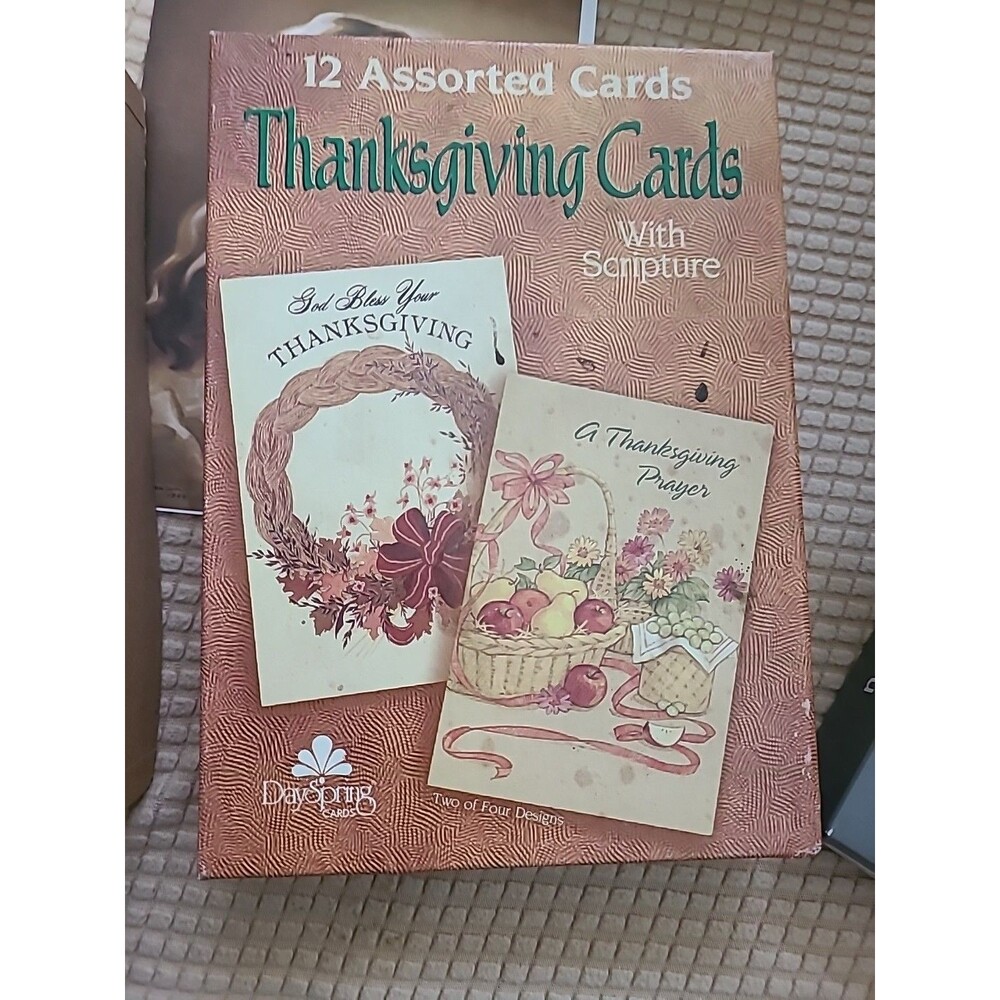 BOX 12 VTG Christian Inspirational THANKSGIVING Greeting Cards